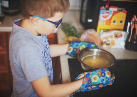 child doing volcano experiment