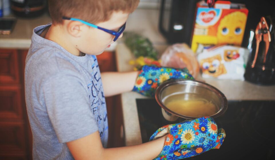 child doing volcano experiment