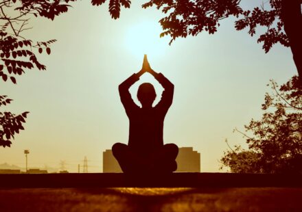 person meditating happy