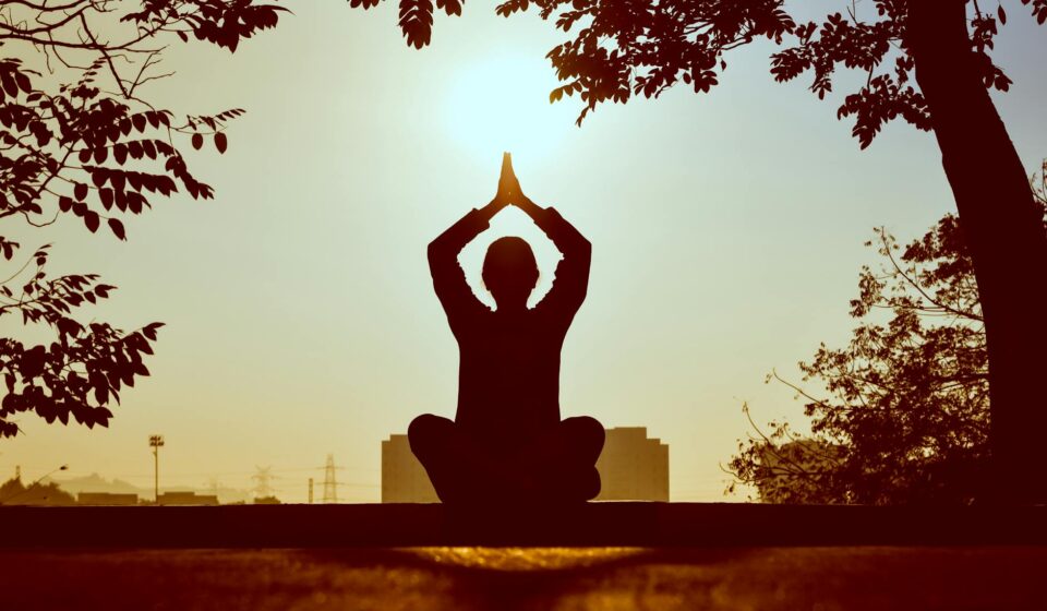 person meditating happy