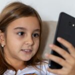 child using educational app
