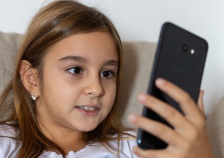 child using educational app