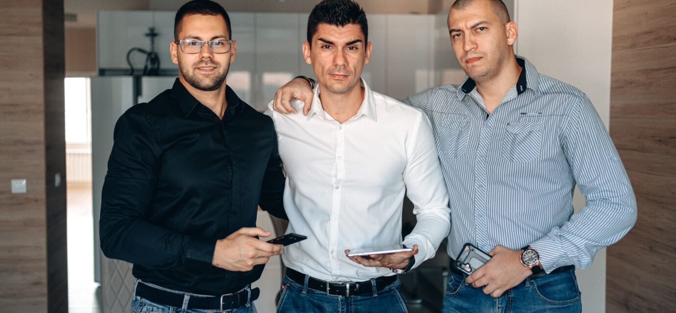 men using modern gadgets