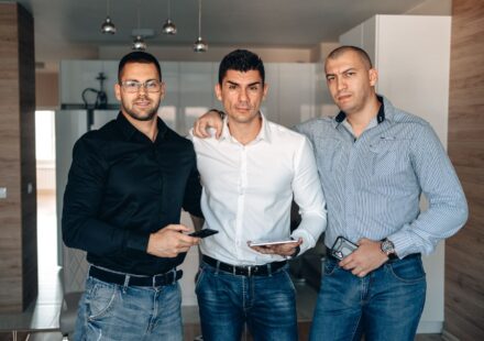 men using modern gadgets