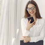 modern woman using tech