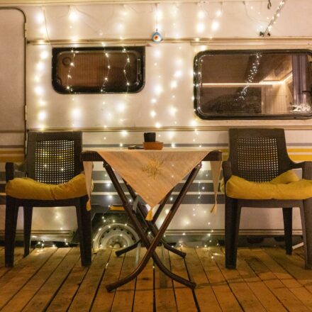 portable projector camping setup