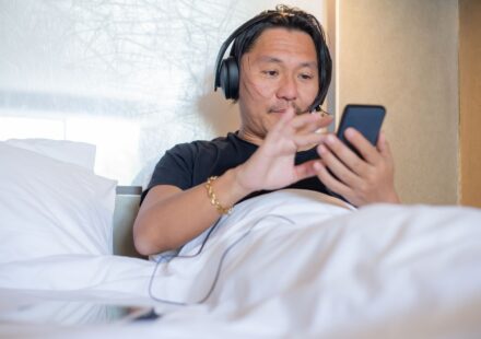 listening to podcast